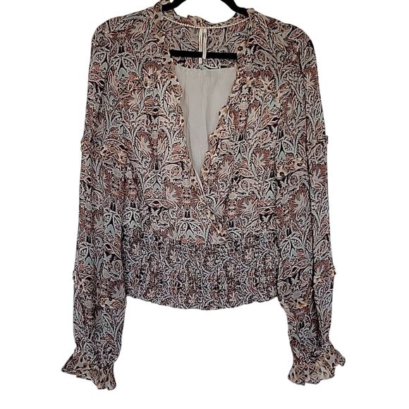 Anthropologie Womens Flounce Print Ruffle Blouse, L - Picture 1 of 8